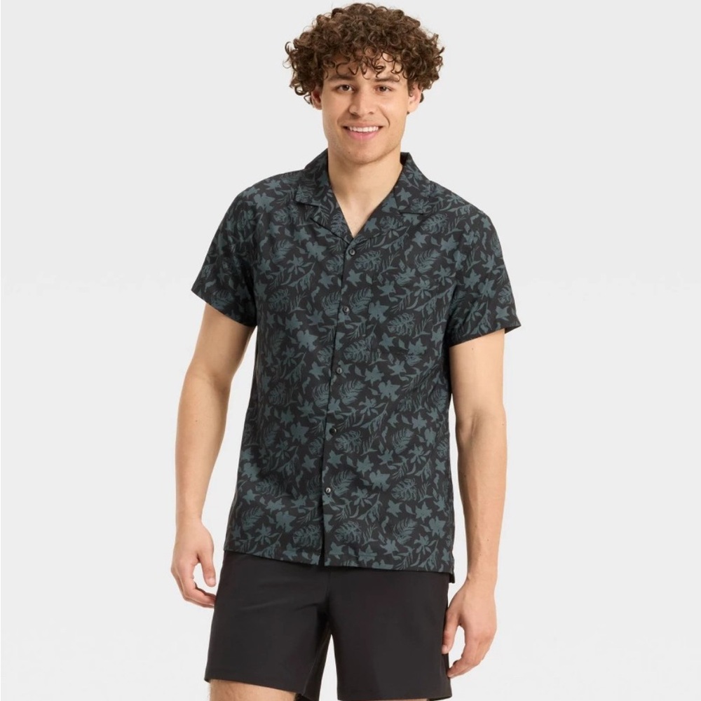All in Motion Black Leaf Pattern Shirt